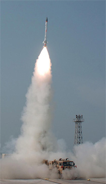 The DRDO's Advanced Air Defence (AAD) endo-atmospheric, low atmosphere interceptor. Image: DRDO 